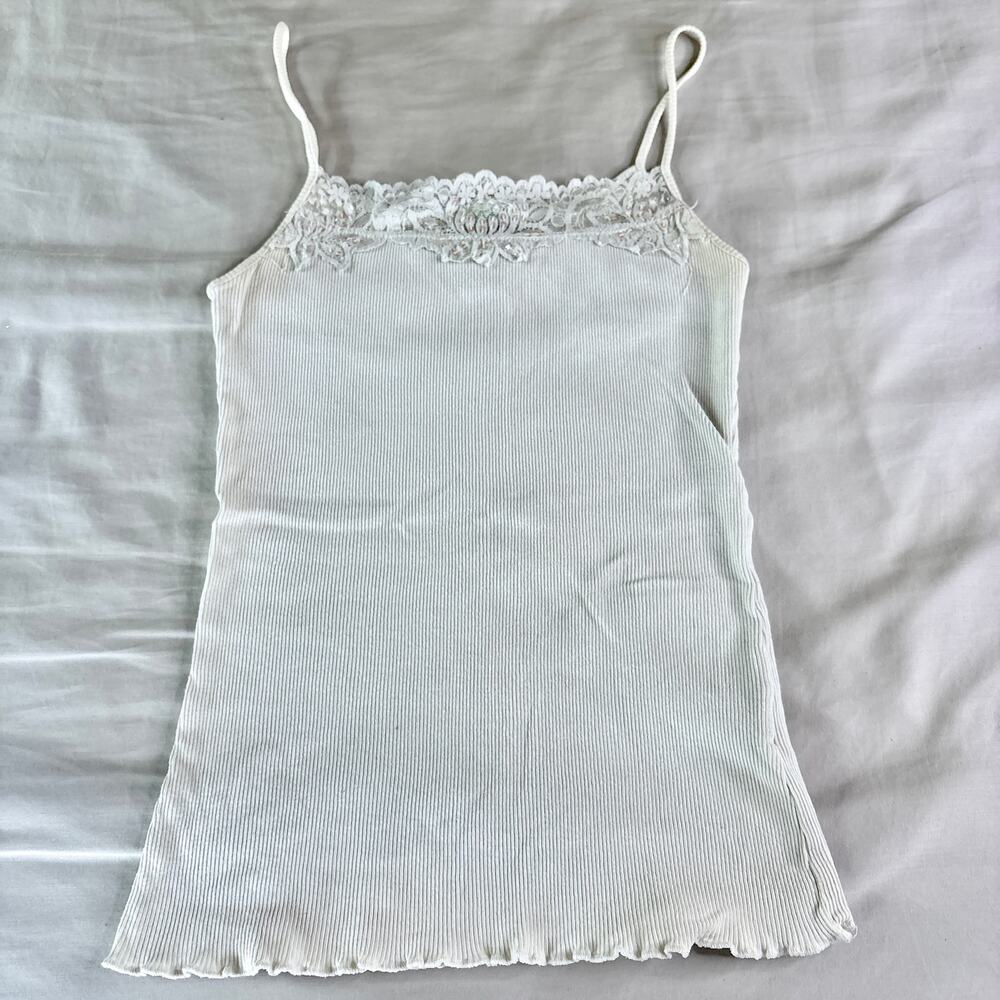 Y2K FAME White Lace Cami Tank Top Medium